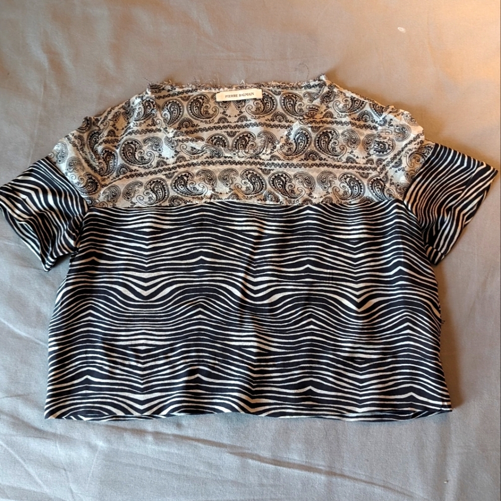 Pierre Balmain Crop Silk Blouse Size 28 - Med